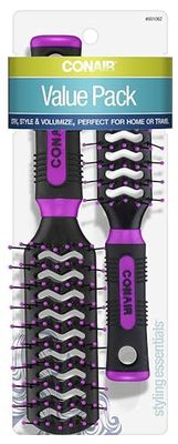 Conair Salon Results Vent Hairbrush Set - Detangling Hairbrush - hair brushes for women - Travel Hair brush  Full-size Hairbrush