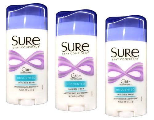Sure Deodorant 2.6oz Invisible Solid Unscented (Pack of 3)