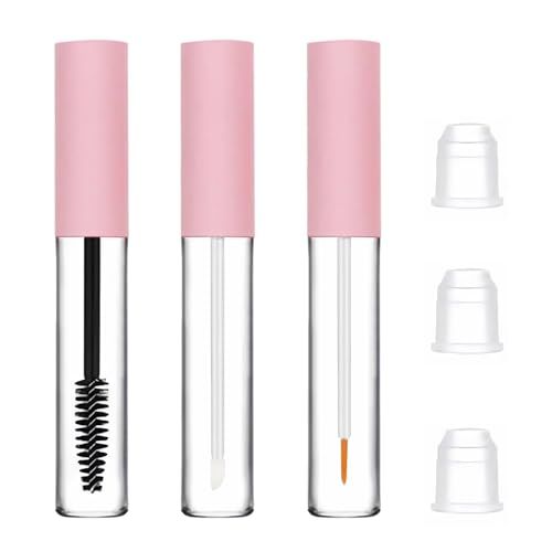 uadbau 3 Pack 10ml Clear Mascara Tube with Wand, Empty Eyeliner Tube and Empty Lip Gloss Tubes, Premium Eyelash Cream Container Bottle with Leak Stoppers, Ideal Kit for DIY Cosmetics