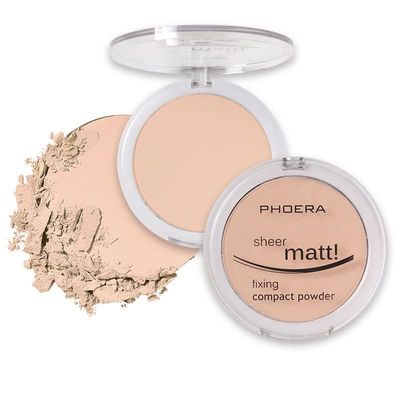 2 Pack PHOERA Matte Face Powder, Control Oil Brighten Skin Color Cover Blemish Makeup Face Setting Setting Powder Foundation202- Natural Beig