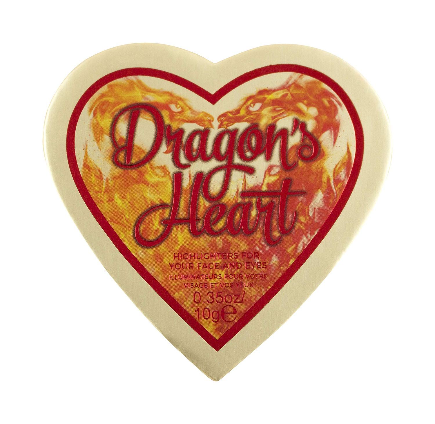 I Heart Revolution Dragon&#39;s Heart Highlighter, Glowing Look, for Face &amp; Eyes, Red &amp; Gold, 5 Shades, Vegan &amp; Cruelty-Free, 0.35 Oz