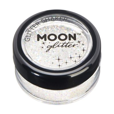 Iridescent Glitter Shakers by Moon Glitter - 100% Cosmetic Glitter for Face, Body, Nails, Hair and Lips - 5g - White