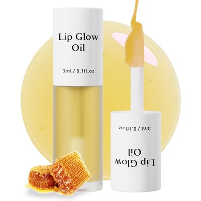 Hydrating Lip Glow Oil, Moisturizing Lip Plumper Gloss, Transparent Plumping Lip Gloss, Lip Oil, Lip Balm for Lip Care and Dry Lips (Honey)