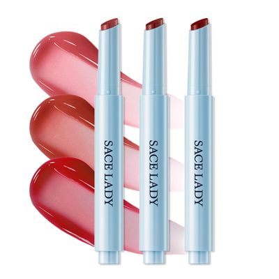 SACE LADY Glossy Lipstick, Moisturizing Non Sticky Lip Gloss Set, Glasting Solid Lip Tint Stain with Dewy Finish 3 Colors (010406, 3pcs)