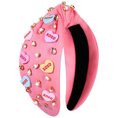 CEALXHENY Valentine&#39;s Day Headband for Women XOXO Love Massage Heart Headband Red Pink (1 Count)