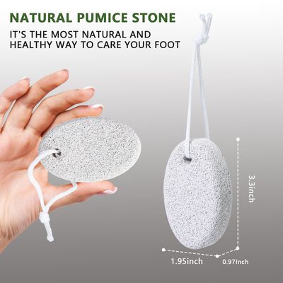 Natural Foot Pumice Stone for Feet, Borogo 2-Pack Lava Pedicure Tools Hard Skin Callus Remover for Feet and Hands - White&amp;Red