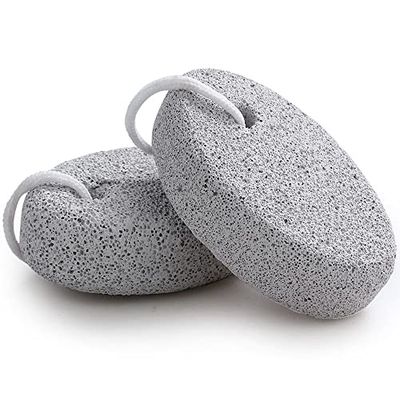 Natural Foot Pumice Stone for Feet, Borogo 2-Pack Lava Pedicure Tools Hard Skin Callus Remover for Feet and Hands - White&amp;Red