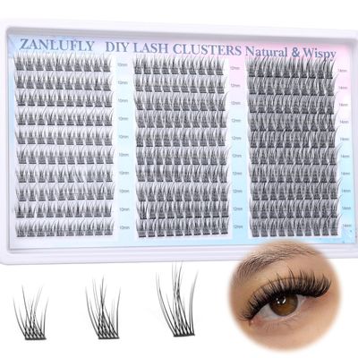 Lash Clusters Wispy Eyelash Clusters C Curl Individual Lashes zanlufly Natural 300Pcs Cluster Lashes Eyelash Extension 10 12 14MM DIY Lash Extension