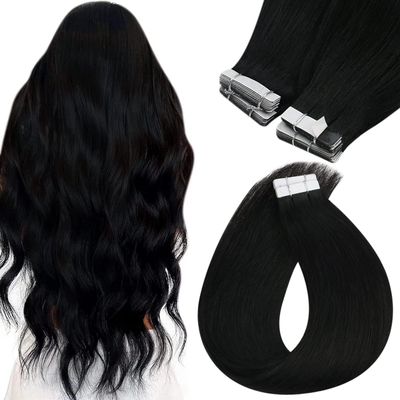 Sunny Hair Tape in Hair Extensions Human Hair Black 22 Inch Hair Extensions Real Human Hair Tape in Extensions Invisible Tape in Human Hair Extensions Seamless Hair Extensions Jet Black 50g 20pcs