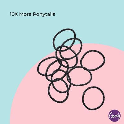 Goody Ouchless No Slip Hair Ties - 10 Ct, Black, 4MM Rubber Bands for Hair, SlideProof, Pain-Free Hair Accessories for Women &amp; Men, Made for Long-Lasting Braids, Ponytails &amp; More, All Hair Types