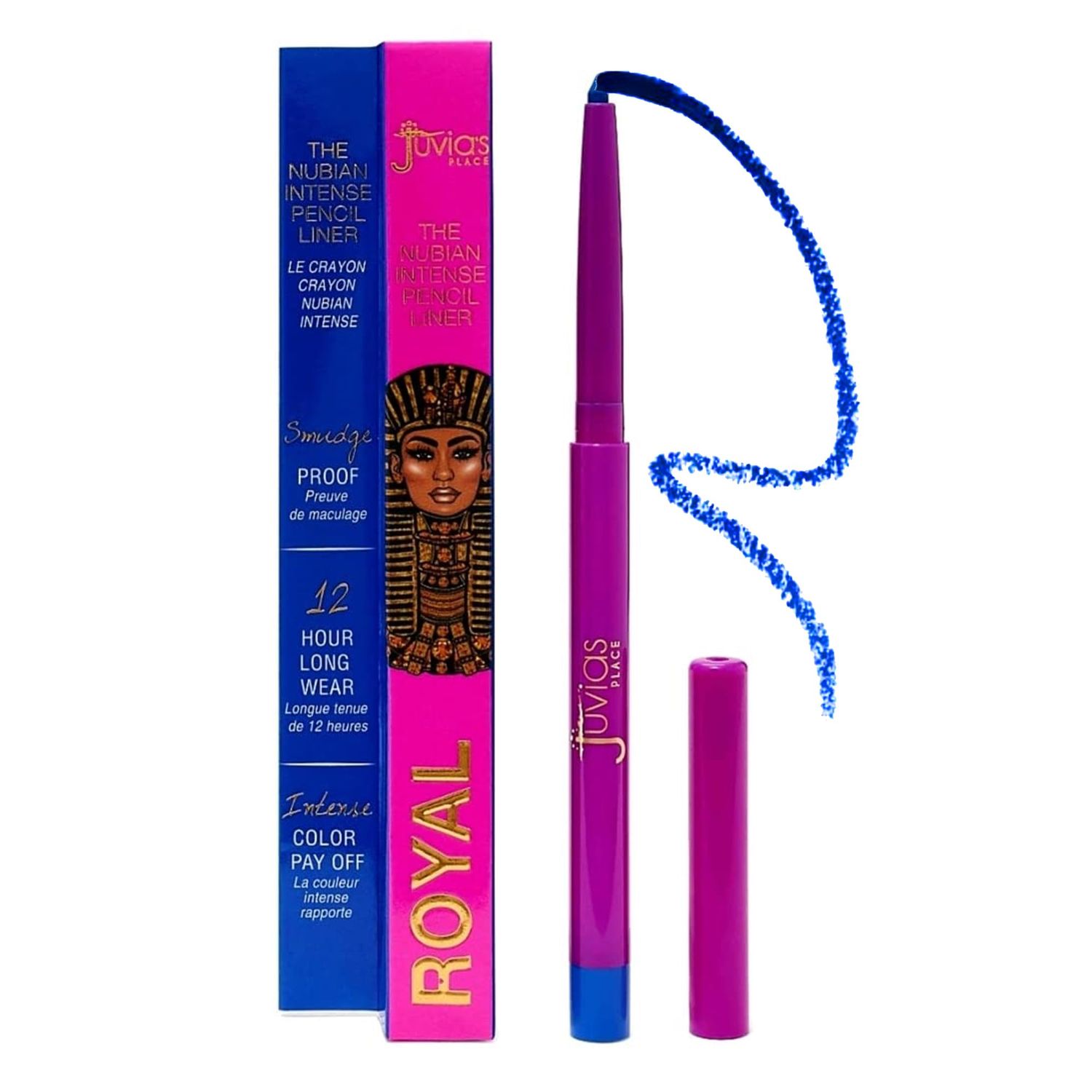 Juvia&#39;s Place Nubian Pencil Liner - Mechanical Pencil Liner, Long-lasting Pencil Liner Makeup, Blendable Makeup Pencil, Non-sticky Light &amp; Non-sticky Liner Pencil, Compact Liner Makeup (Royal)
