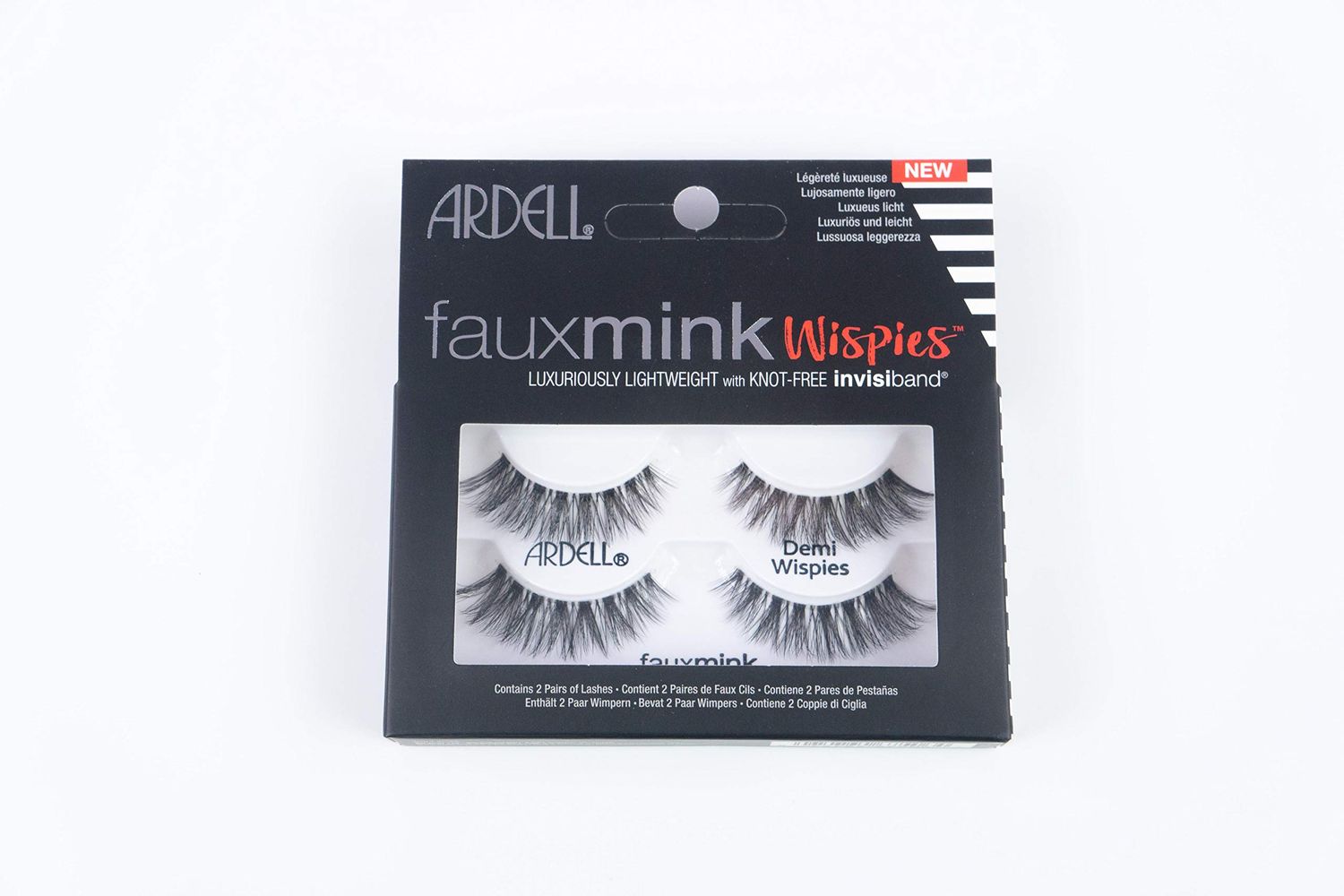 Ardell Faux Mink Wispies Lashes - Lightweight, Knot-Free, Natural-Looking False Eyelashes with Invisiband, 2-Pairs
