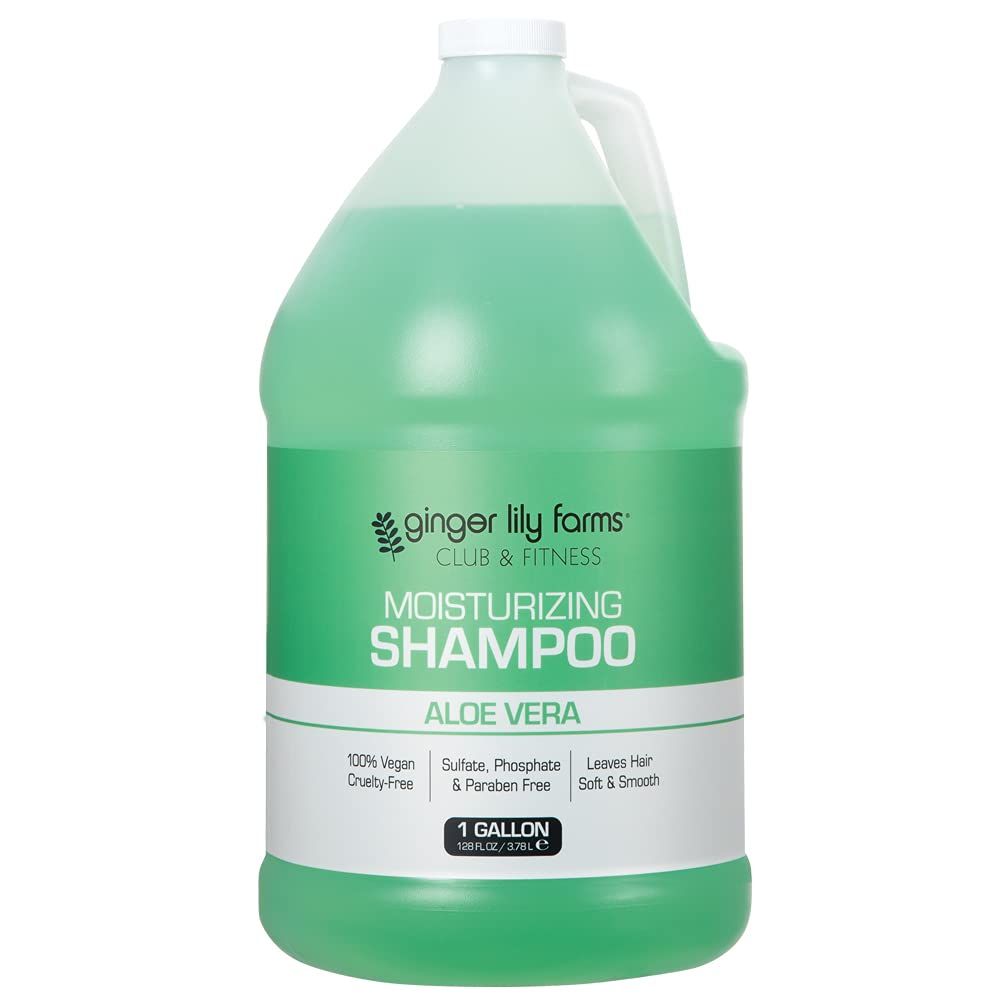 Ginger Lily Farms Club &amp; Fitness Moisturizing Shampoo for All Hair Types, 100% Vegan &amp; Cruelty-Free, Aloe Vera Scent, 1 Gallon (128 fl oz) Refill