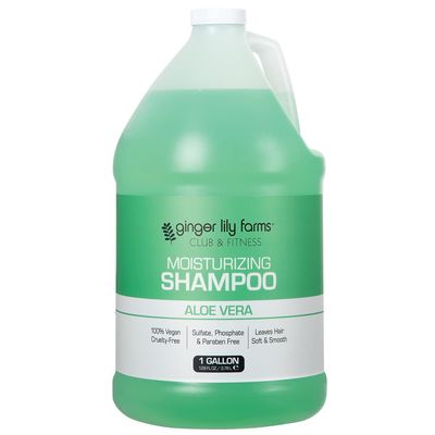 Ginger Lily Farms Club &amp; Fitness Moisturizing Shampoo for All Hair Types, 100% Vegan &amp; Cruelty-Free, Aloe Vera Scent, 1 Gallon (128 fl oz) Refill