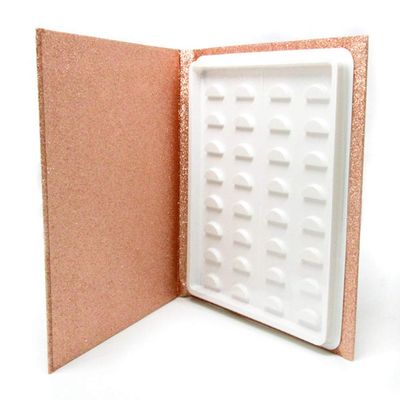 16 Pair Eyelash Storage Book,Makeup Display Sample Container,Eyelash Catalog Travel Glitter Paper rose gold