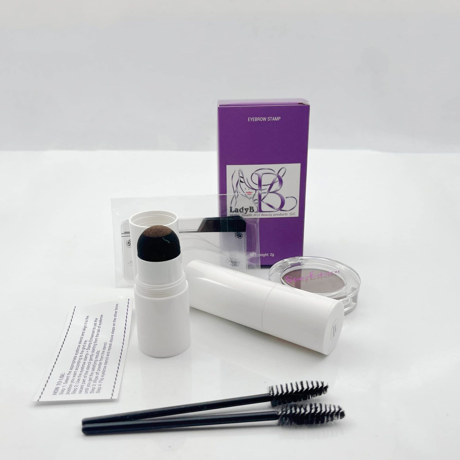 Eyebrow Stamp  Stamp Enhancer Powder Kit (Dark Brown)