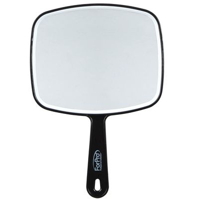 ForPro Professional Collection Premium Hand Mirror with Handle, 6.3&quot; W x 9.6&quot; L, Multi-Purpose Handheld Mirror with Distortion-Free Reflection, Black