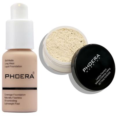 PHOERA Foundation Full Coverage,PHOERA Face Powder, Soft Focus Setting Powder, PHOERA Makeup Lightweight Wrinkles Matte Natural Finish for a Flawless Complexion (102 NudeN.01 Translucent)