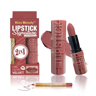 JOSURBEAUTY Lip Duo Liner and Lipstick - Long-lasting Waterproof Lip Color with Lip Liner Pencil - Ideal Lip Gloss for Women