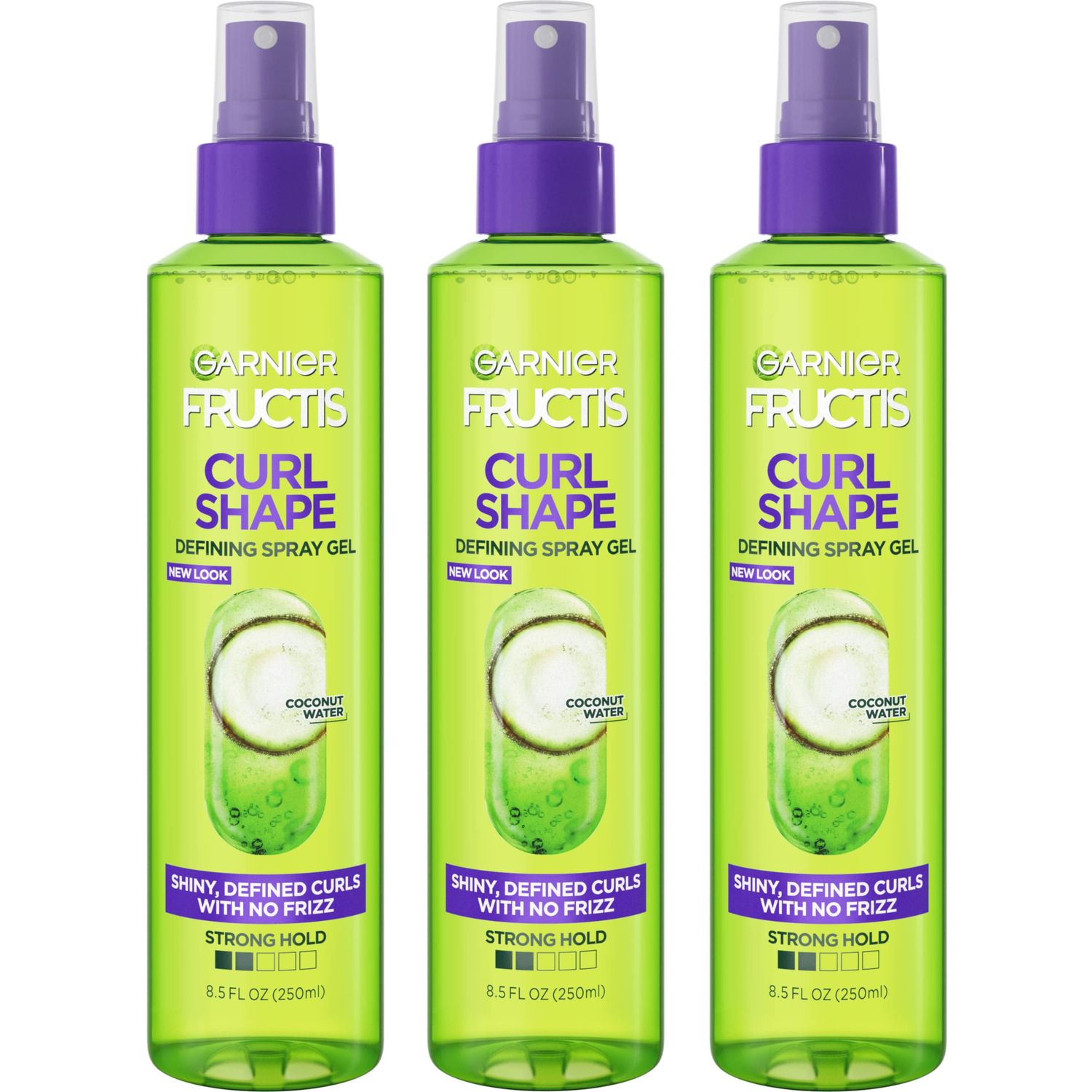 Garnier Fructis Style Curl Shape Defining Spray Gel for No Frizz, 8.5 Fl Oz, 3 Count (Packaging May Vary)