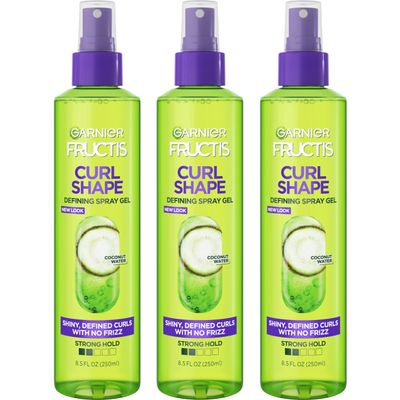 Garnier Fructis Style Curl Shape Defining Spray Gel for No Frizz, 8.5 Fl Oz, 3 Count (Packaging May Vary)