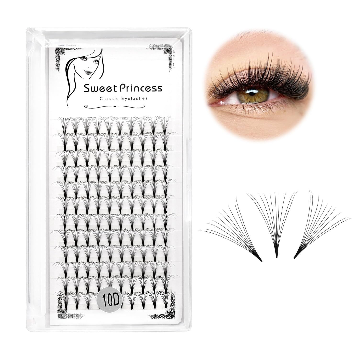 12rows,120pcs 10D Premade Volume Fans Eye Lashes Extensions Thickness 0.07mm D Curl Black Soft Individual False Eyelashes Makeup Fake Lashes Cluster 8-18mm to Choose (15MM)
