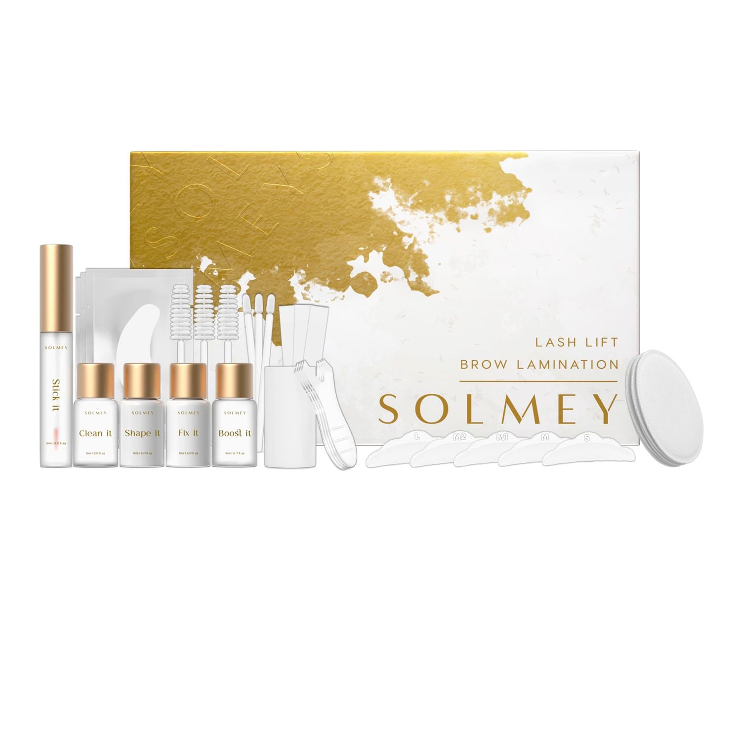 SOLMEY 2-in-1 Lash Lift &amp; Brow Lamination Kit | Professional Eyelash &amp; Eyebrow Perm Set with Keratin, Collagen, Oats &amp; Castor Oil | Salon Quality Results at Home - Up to 6 Weeks | Easy to use