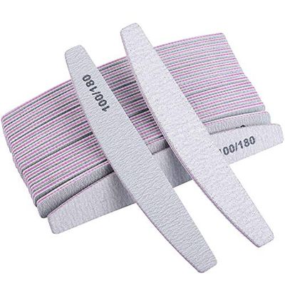 BTYMS 25 Pcs 100180 Grit Nail Files and Buffers Professional Double Sided Emery Boards Manicure Tool for Acrylic Nails