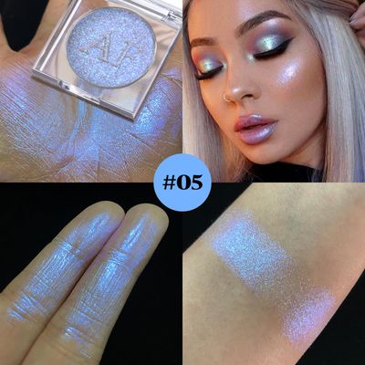 Highlighter Makeup Palette, Long Lasting New Formula, Dazzling Blue-Purple Shimmer, Sheer Base, Ideal for Face and Body Contour and Cheek Highlight (#05) Blue-Purple Dazzling Shimmer