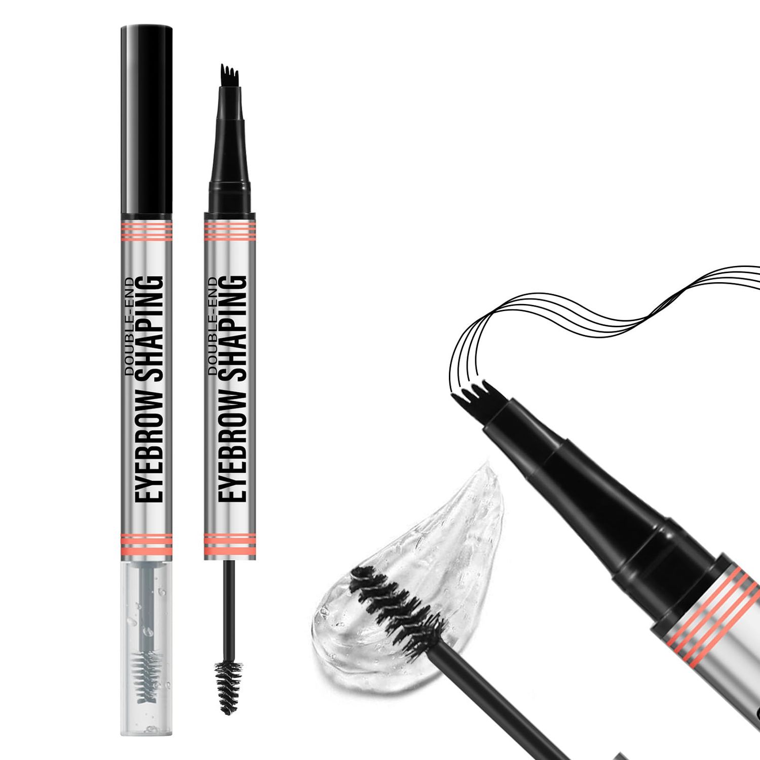 Boobeen 2-in-1 Eyebrow Pen and Clear Brow Gel, Microblading Eyebrow Pencil and Clear Brow &amp; Lash Mascara, Eye Brow Shaping and Defining kit for Natural Looking