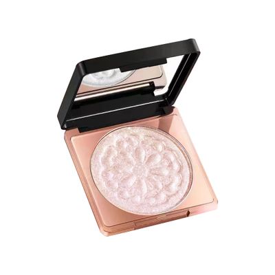 Professional Face Highlighter PalettePearl Shimmer Smooth Baked Powder, Lasting Sparkling Highlighter Makeup-Rose Gold