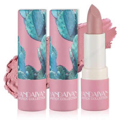 CAHIUYOA 2PCS Nude Matte Lipstick Set,Velvet Matte Lip Stick Nude Lip Gloss Long Lasting Smooth Matte Lipstick Lip Makeup Gifts for Women- 04 Light Pink