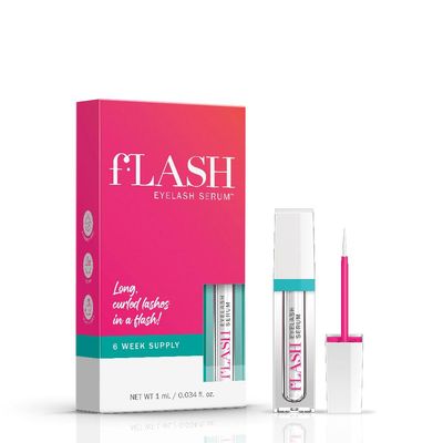 fLASH Eyelash Serum Mini for Long, Curled Lashes - Enhances and Strengthens Your Natural Lashes - Safe and Effective Formula - Travel Size, 6 Week Starter Supply