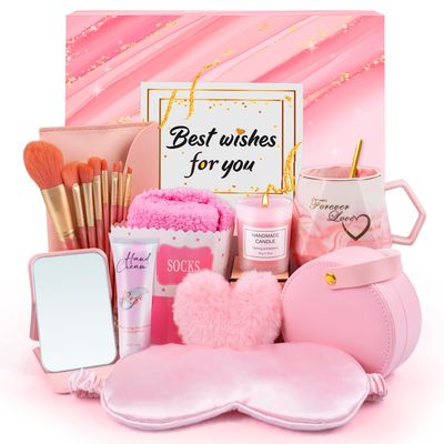 Gifts for Women, 10pcs Unique Birthday Gifts for Women, Mom, Wife, Girlfriend, Sister, Her, Best Friend,Colleague,Christmas, Valentine&#39;s Day, Mother&#39;s Day Gift Basket-Pink