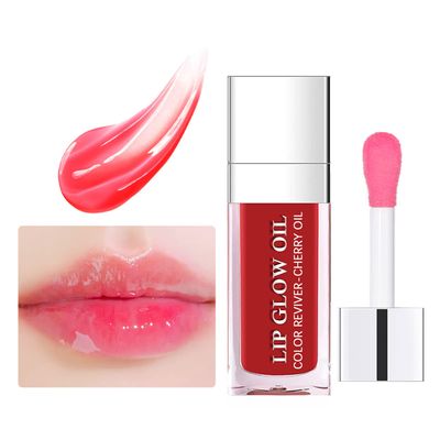 REDIZO Lip Glow Oil, Hydrating Lip Oil Tinted Lip Balm Transparent Lip Care, Plumping Lip Gloss, Long Lasting Moisturizing Transparent Lip Oil for Lip Care and Dry Lips (05# CHERRY)