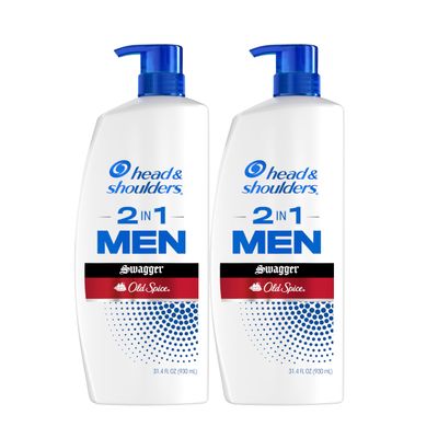 Head &amp; Shoulders Mens 2 in 1 Dandruff Shampoo and Conditioner, Anti-Dandruff Treatment, Old Spice Swagger for Daily Use, Paraben Free, 31.4oz, 2 PACK