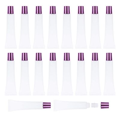 AJLTPA 50Pcs 15ml Lip Gloss Squeeze Tubes, Pink Purple Lip Gloss Containers Empty, Refillable Soft Clear Tubes for DIY Lipgloss Balm Cosmetic (Pink Purple)