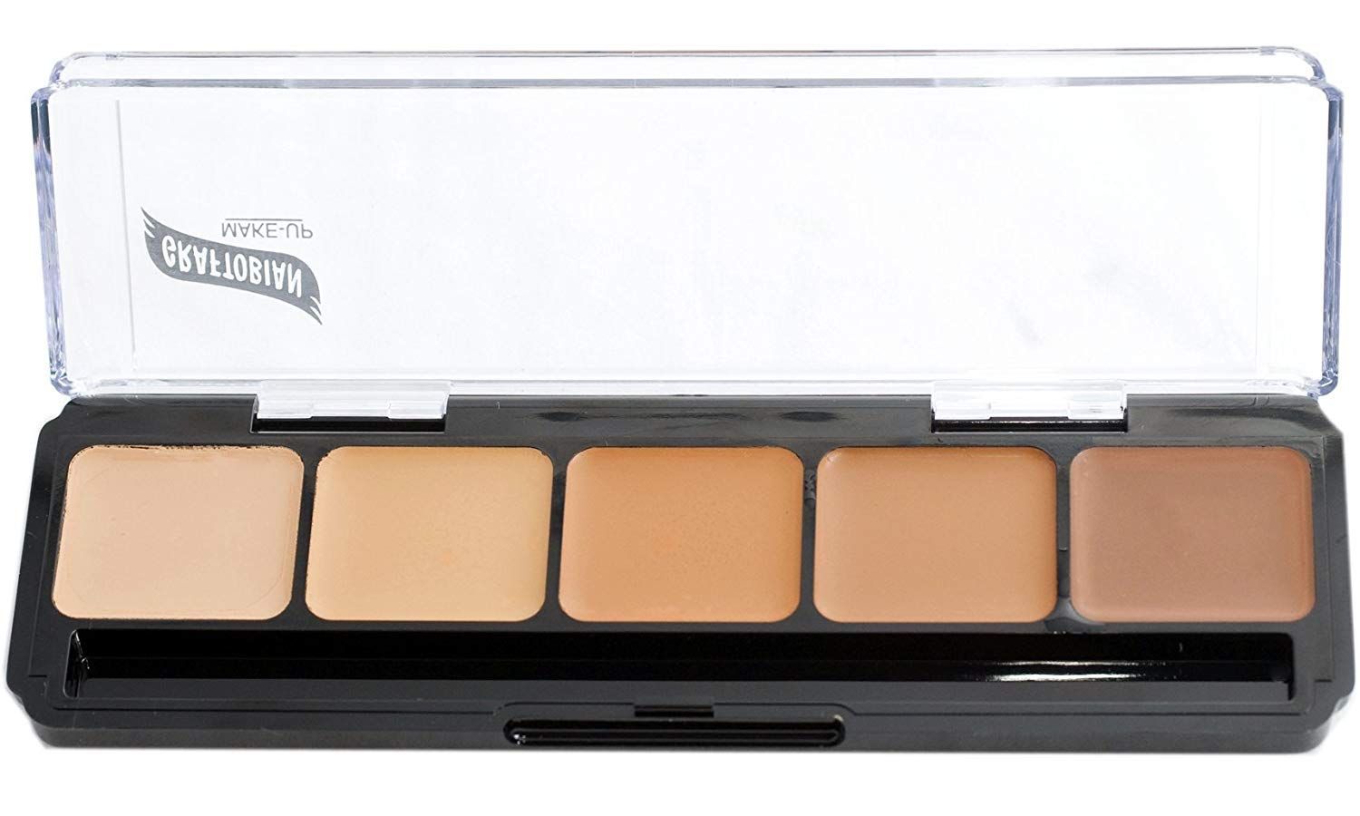 Graftobian HD Glamour Crme Foundation Palette (Warm #3) - High Definition 5 Color Makeup Palette, Cream Based Foundation Concealer and Contour Palette, Full Coverage - MediumDark Warm Skin Shades