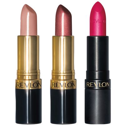 Revlon Super Lustrous Lipstick Set, 3-Piece Lip Color Gift Set for Women, Makeup Stocking Stuffers, Multi-Finish in Cream, Pearl &amp; Matte, Pack of 3