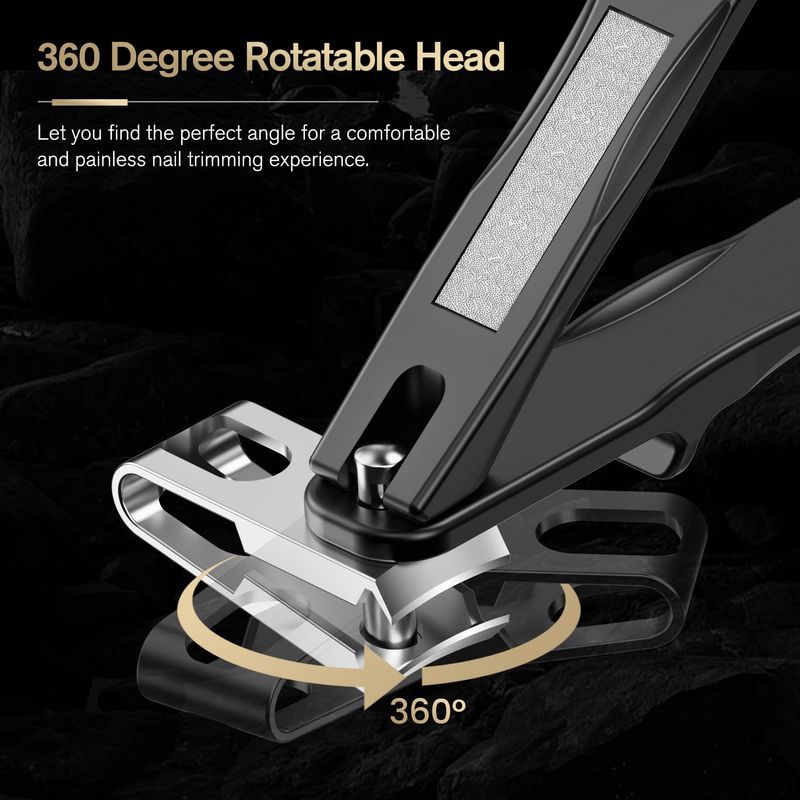 FERYES 360 Rotating Nail Clippers for Seniors, Long Handle Fingernail Clippers for Men and Women, Ergonomic EZ Grip Toenail Clippers for Thick Nails