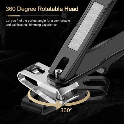 FERYES 360 Rotating Nail Clippers for Seniors, Long Handle Fingernail Clippers for Men and Women, Ergonomic EZ Grip Toenail Clippers for Thick Nails