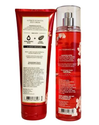Bath &amp; Body Works Fine Fragrance Mist &amp; Ultra Shea Body Cream Japanese Cherry Blossom 2 Piece Set Full Size 8oz.
