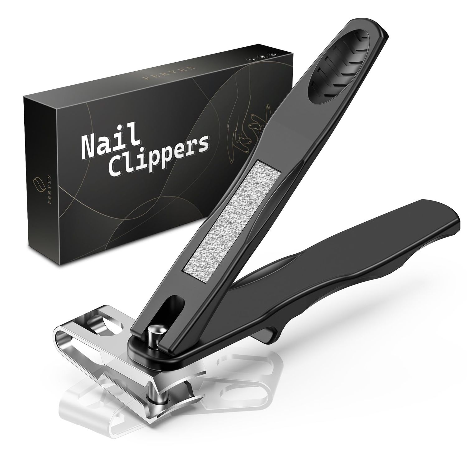 FERYES 360 Rotating Nail Clippers for Seniors, Long Handle Fingernail Clippers for Men and Women, Ergonomic EZ Grip Toenail Clippers for Thick Nails