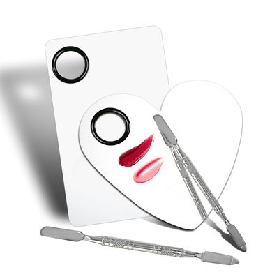Banugo 2Pcs Cosmetic Makeup Palette, Premium Stainless Steel Metal Makeup Mixing Palette with Spatula, Makeup Mixing Tray for Mixing FoundationEye ShadowMascaraNail PolishPigmentNail Art
