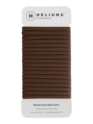 Heliums Seamless Hair Ties - Dark Brown - Skinny 6mm No Damage Ponytail Holders, 1.75 Inch, Medium Hold for Thin to Normal Hair - 18 Pack