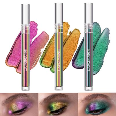 BIOKUSY 3 Pack Multichrome Liquid Eyeshadow, Chameleon Metallic Color Shifting, One-Swipe Coverage, Quick-Drying &amp; Waterproof, Holographic Glitter Shimmer Eye Shadow Makeup Set (3 Pack Gift Kit)