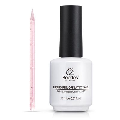 beetles Gel Polish Liquid Latex for Nails 15ML Simple Peel off Cuticle Guard for Nail Polish Nail Art Liquid Latex Barrier Protector Manicure Cuticle Protectors with Stick Valentine&#39;s Day Gifts