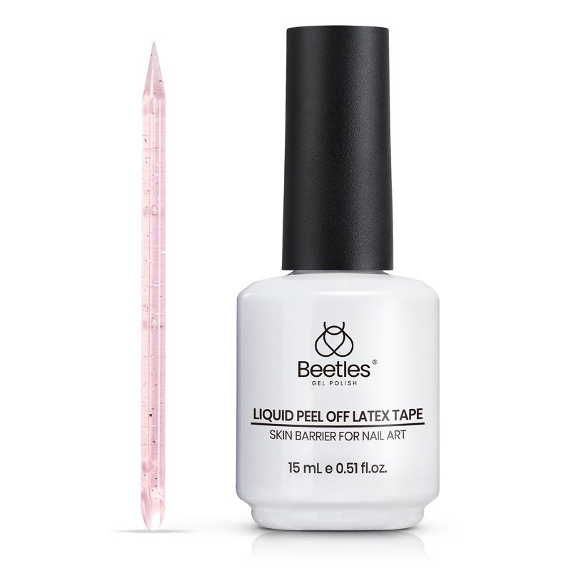 beetles Gel Polish Liquid Latex for Nails 15ML Simple Peel off Cuticle Guard for Nail Polish Nail Art Liquid Latex Barrier Protector Manicure Cuticle Protectors with Stick Valentine's Day Gifts