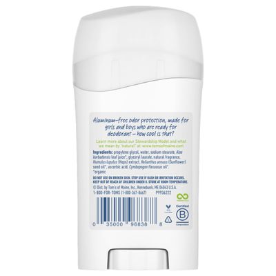 Tom's of Maine Aluminum-Free Wicked Cool! Natural Deodorant for Kids, Summer Fun, 1.6 oz.