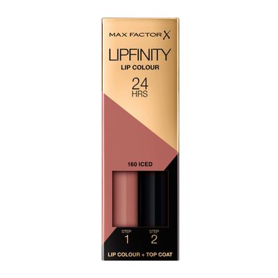 Max Factor X Lipfinity Lip Color, 160 Iced, Step 1 2.3 ml &amp; Step 2 1.9 g